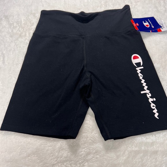 Champion Women's Athletic Black Logo Bike Compression Shorts Size Medium NWT - Picture 1 of 14